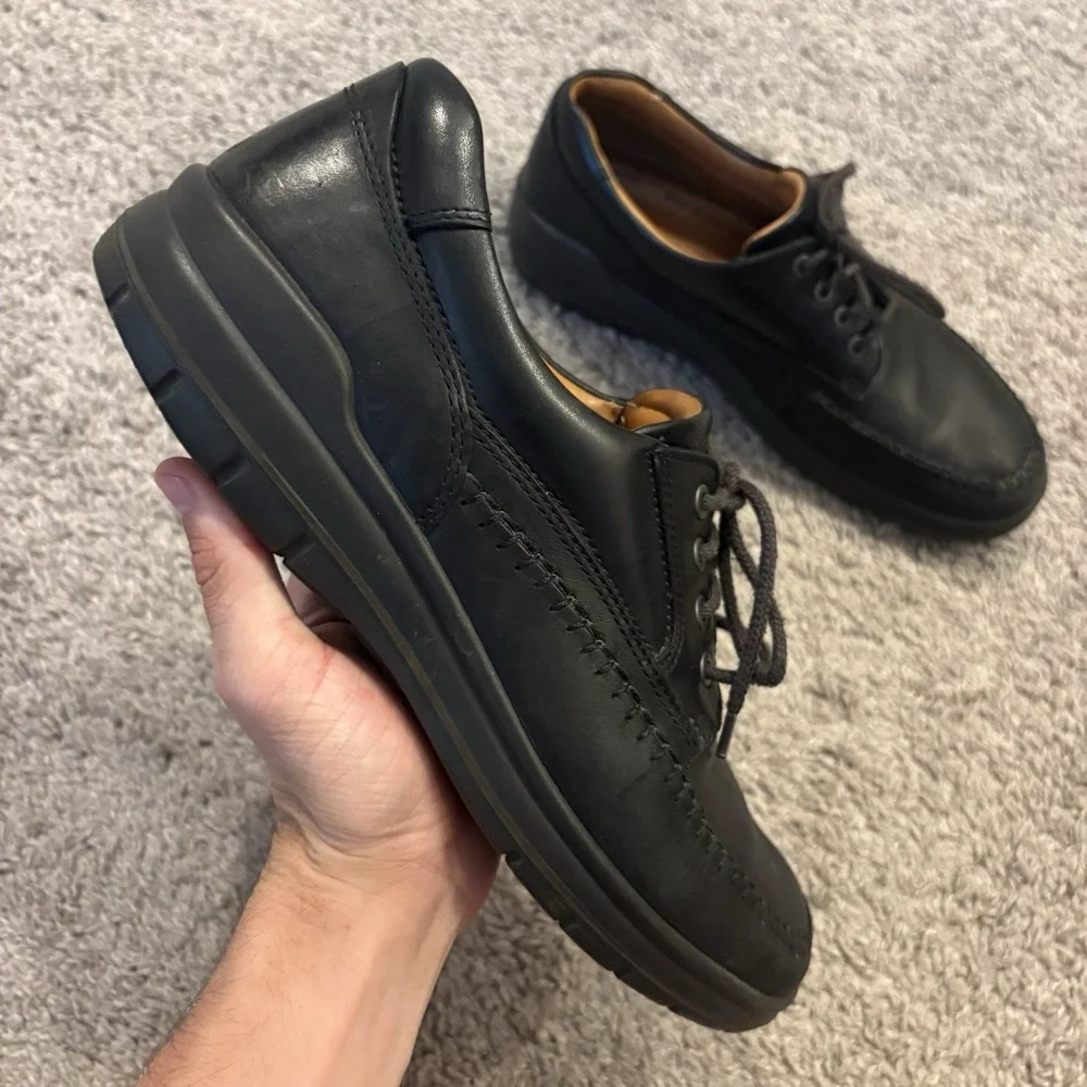 Ecco Seawalker Shoes Mens Size 10 / 44 Black Leather Oxford Casual Comfort Golf